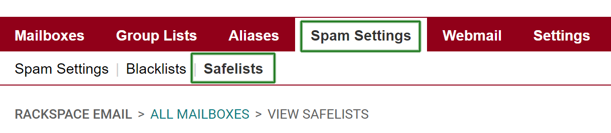 rackspace safelists